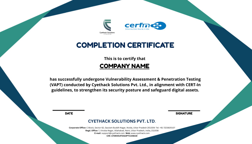 CERT-In Compliance Certificate